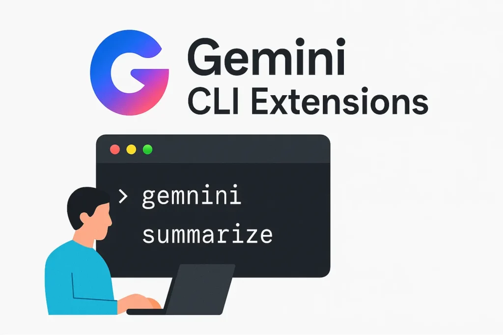Flowchart illustrating how Gemini CLI extensions integrate with developer tools and workflows.